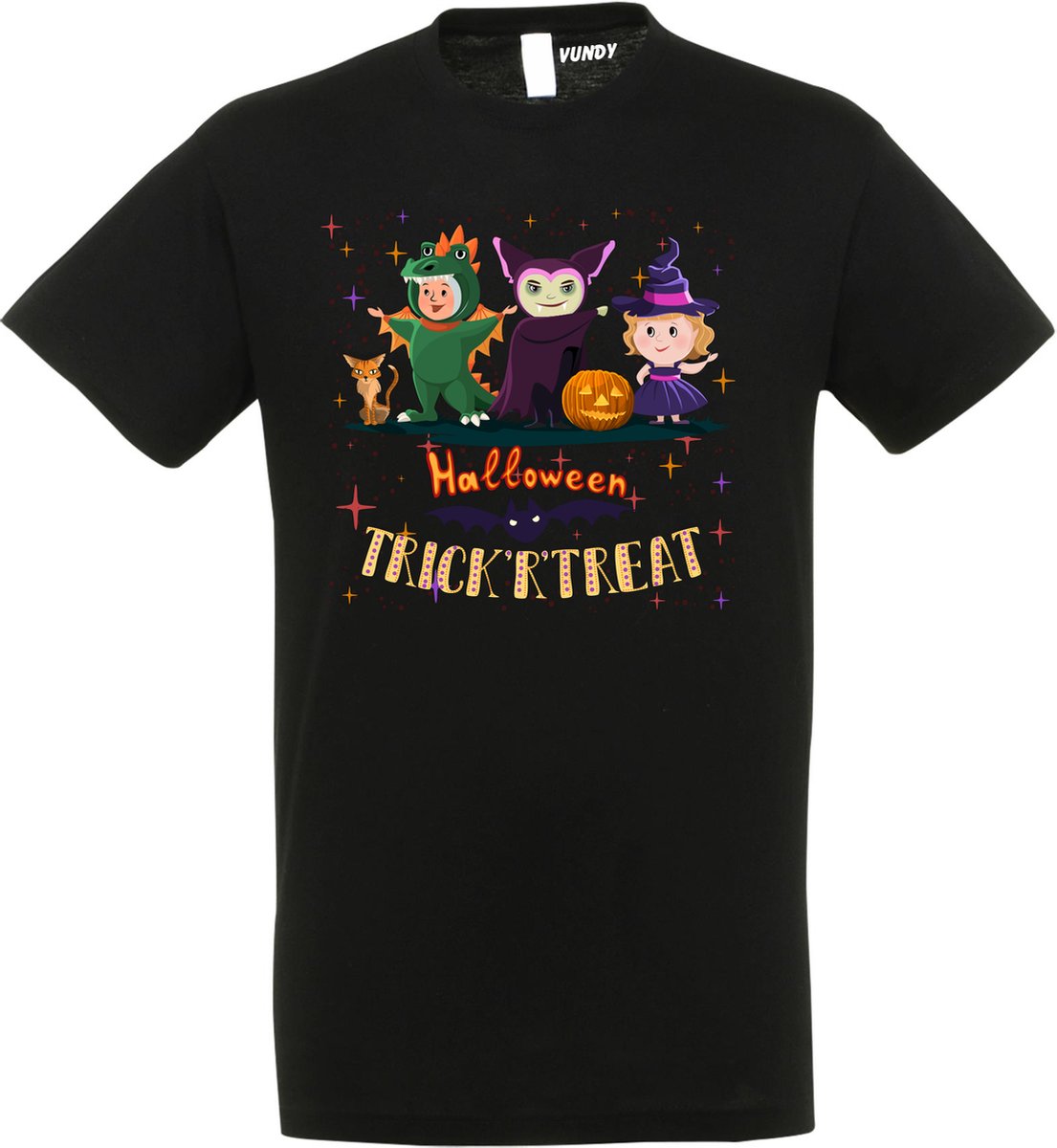 T-shirt Halloween TrickrTreat | Halloween kostuum kind dames heren | verkleedkleren meisje jongen | Zwart | maat S
